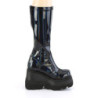 Demonia SHAKER-65 Black Hologram Platform Wedge Boots