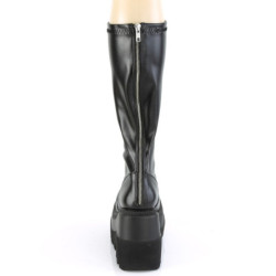 Demonia SHAKER-65 Black Vegan Platform Wedge Boots