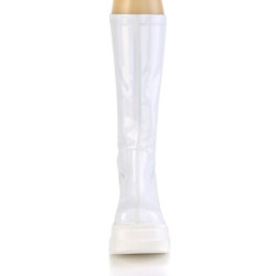 Demonia SHAKER-65 White Hologram Platform Wedge Boots