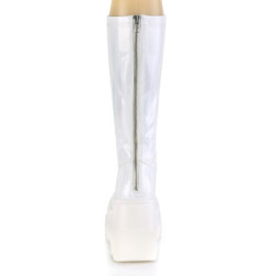 Demonia SHAKER-65 White Hologram Platform Wedge Boots