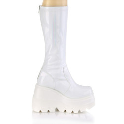 Demonia SHAKER-65 White Hologram Platform Wedge Boots