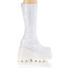 Demonia SHAKER-65 White Hologram Platform Wedge Boots