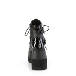 Demonia SHAKER-66 Black Vegan Platform Wedge Ankle Boots
