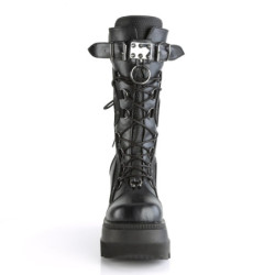 Demonia SHAKER-70 Black Vegan Platform Wedge Boots