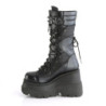 Demonia SHAKER-70 Black Vegan Platform Wedge Boots
