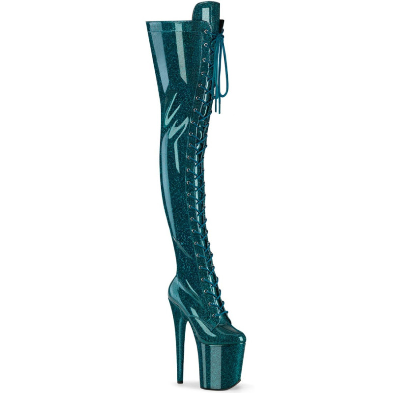 Pleaser FLAMINGO-3020GP Teal Glitter Patent Sale Women Pleaser FLAMINGO-3020GP Teal Glitter Patent Sale Women