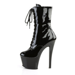 Pleaser SKY-1020 Black Patent High Heeled Ankle Boots