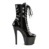 Pleaser SKY-1020 Black Patent High Heeled Ankle Boots