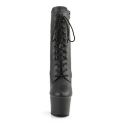 Pleaser SKY-1020 Black Vegan Leather Heeled Ankle Boots