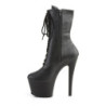 Pleaser SKY-1020 Black Vegan Leather Heeled Ankle Boots