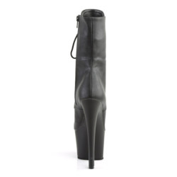 Pleaser SKY-1020 Black Vegan Leather Heeled Ankle Boots