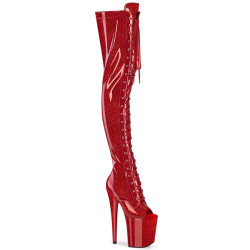 Pleaser FLAMINGO-3021GP Red Glitter Patent Sale Women