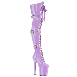 Pleaser FLAMINGO-3028 Lavender Buckle Thigh High Boots