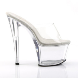 Pleaser SKY-301 Clear High Heeled Platform Mules Women