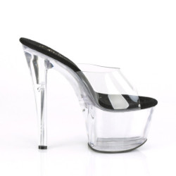 Pleaser SKY-301 Black Insole High Heeled Platform Mules