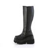 Demonia SHAKER-100WC Black Wide Calf Wedge Knee Boots
