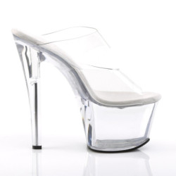 Pleaser SKY-302 Transparent Heeled Platform Mules Women