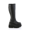 Demonia SHAKER-100WC Black Wide Calf Wedge Knee Boots