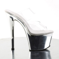 Pleaser SKY-302 Chrome Heeled Platform Mules Women