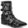 Demonia WARLOCK-70 Black Patent Winklepicker Men Boots