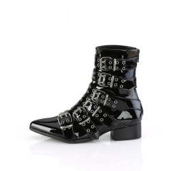 Demonia WARLOCK-70 Black Patent Winklepicker Men Boots