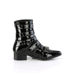 Demonia WARLOCK-70 Black Patent Winklepicker Men Boots
