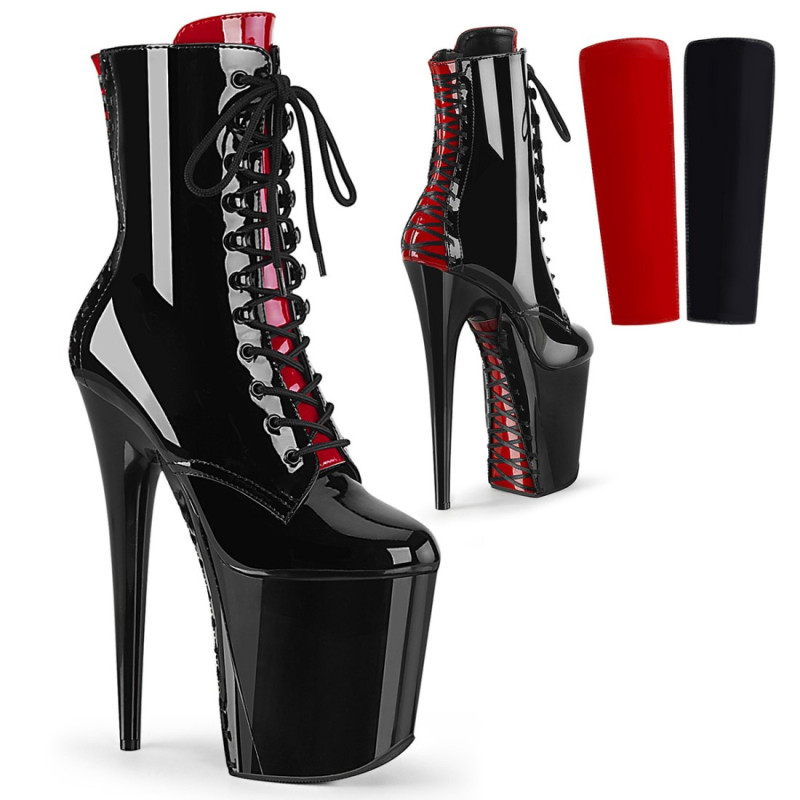 Pleaser FLAMINGO-1020FH Black Patent Heeled Ankle Boots Pleaser FLAMINGO-1020FH Black Patent Heeled Ankle Boots