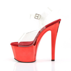 Pleaser SKY-308 Red Chrome Platform High Heeled Shoes
