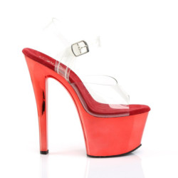 Pleaser SKY-308 Red Chrome Platform High Heeled Shoes