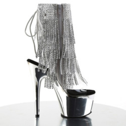 Pleaser ADORE-1017RSF Transparent Silver Chrome Boots