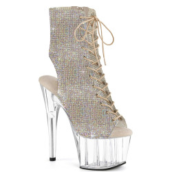 Pleaser ADORE-1016C-RS Silver Strass Transparent Boots