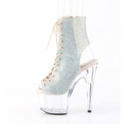 Pleaser ADORE-1016C-RS Silver Strass Transparent Boots