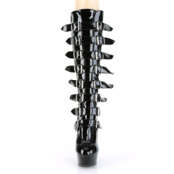 Pleaser DELIGHT-2049 Patent Platform Buckle Boots