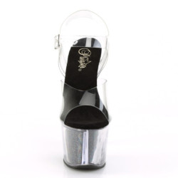 Pleaser SKY-308G-T Transparent Black Glitter Sale Women