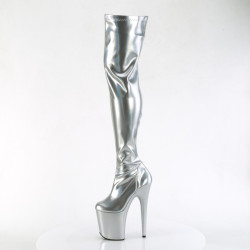 Pleaser FLAMINGO-3000HWR Silver Extreme Thigh Boots