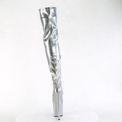 Pleaser FLAMINGO-3000HWR Silver Extreme Thigh Boots
