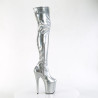 Pleaser FLAMINGO-3000HWR Silver Extreme Thigh Boots