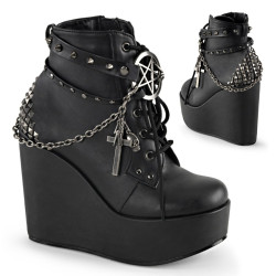 Demonia POISON-101 Black Vegan Platform Ankle High Boots