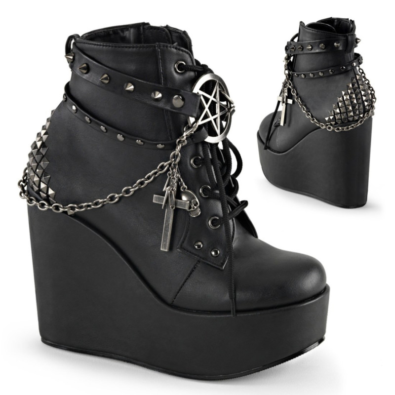 Demonia POISON-101 Black Vegan Platform Ankle High Boots