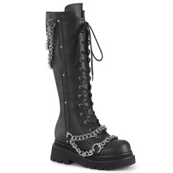 Demonia RENEGADE-215 Black Vegan Knee High Platform Boots