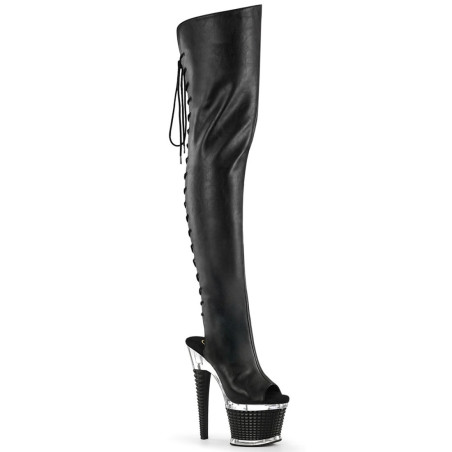Pleaser SPECTATOR-3030 Black Laced Overknee Boots