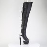 Pleaser SPECTATOR-3030 Black Laced Overknee Boots