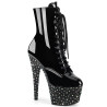 Pleaser STARDANCE-1020 Black Patent Silver Strass Boots