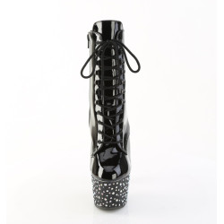 Pleaser STARDANCE-1020 Black Patent Silver Strass Boots