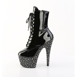 Pleaser STARDANCE-1020 Black Patent Silver Strass Boots