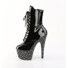 Pleaser STARDANCE-1020 Black Patent Silver Strass Boots