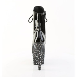 Pleaser STARDANCE-1020 Black Patent Silver Strass Boots