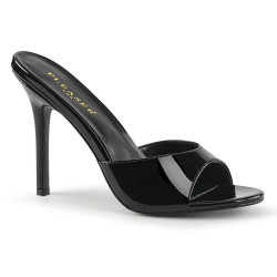 Pleaser CLASSIQUE-01 Black Patent High Heeled Mules