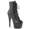 Pleaser STARDANCE-1020 Black Vegan Leather Silver Stras