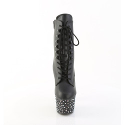 Pleaser STARDANCE-1020 Black Vegan Leather Silver Stras